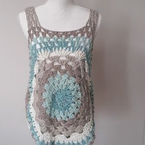 One of a kind mandala tank top! Handmade crochet!